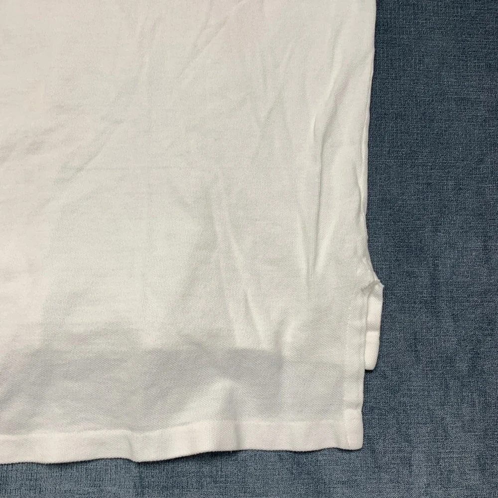 Polo By Ralph Lauren Shirt Mens Medium White Cotton Side Slit Hi Lo Hem Sports